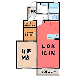 コートヤードC 1LDKの間取図画像