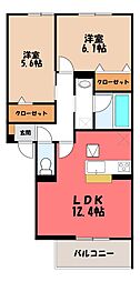 セジュールグリーンかなで 2LDKの間取図画像