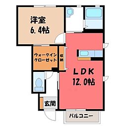 リバティーA 1LDKの間取図画像