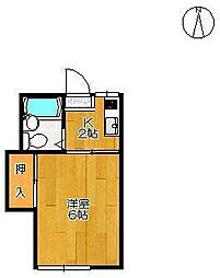 コーポ森 1Kの間取図画像