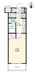 アステール 1Kの間取図画像