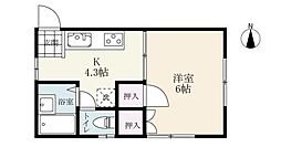 サンハイツ福岡 1Kの間取図画像