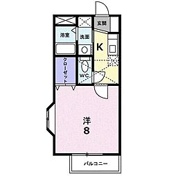アグリーアブル 1Kの間取図画像