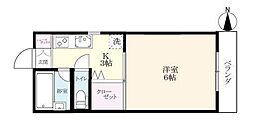 コーポ西田代 1Kの間取図画像