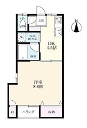 メゾンドコスモス 2階1DKの間取り