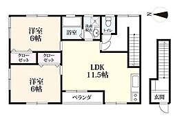 リバーサイド下田 Ｃ棟 2階2LDKの間取り