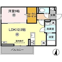 LUSSO V 3階1LDKの間取り