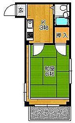 セゾン本庄 1Kの間取図画像