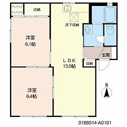 エクセレント川副B 2LDKの間取図画像