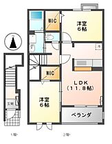 ヴィオラ　コート　Ｂ  ｜ 岐阜県関市肥田瀬（賃貸アパート2LDK・2階・58.80㎡） その2