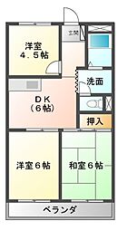 テクノハイツ楓 3階3DKの間取り