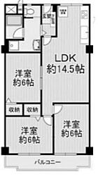 メガロコープ平野5号棟 3LDKの間取図画像