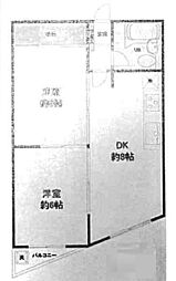 ニコーハイツ住吉 2DKの間取図画像