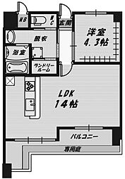 ノバ勝山公園 1LDKの間取図画像