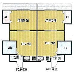 シャトー大淀 1DKの間取図画像