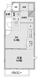 レークス新大阪ウエスト 1DKの間取図画像
