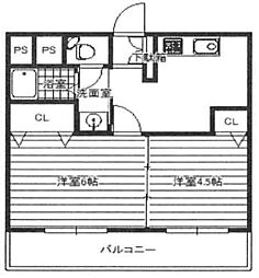 淡路第1ダイヤモンドハイム 2DKの間取図画像