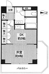 ライオンズマンション上本町第3 1DKの間取図画像