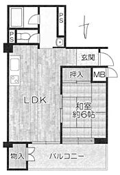 グランドマンションニュー大阪 1LDKの間取図画像