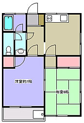 グリーンハイツ高根 2DKの間取図画像