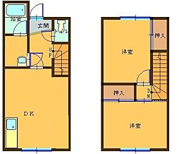 コーポ五和A 2LDKの間取図画像