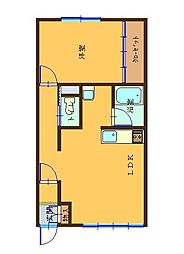 青い森鉄道 青森駅 5.1kmの賃貸アパート 2階1LDKの間取り