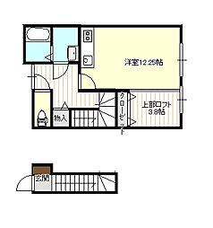 コンフォート篠田 2階ワンルームの間取り