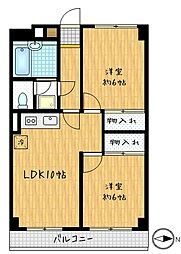 麻生第一ビル 2LDKの間取図画像