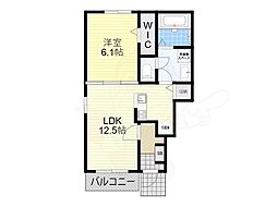 ベルカレント2 1階1LDKの間取り