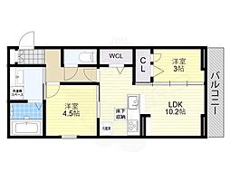 BRANSIA瀬田 1階2LDKの間取り