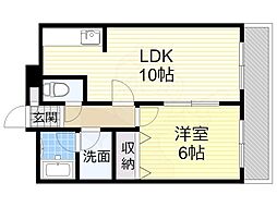 プチフルール千 3階1LDKの間取り