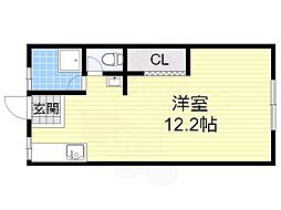 磯村荘 ワンルームの間取図画像