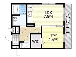 JR東海道・山陽本線 南草津駅 徒歩26分の賃貸アパート 2階1LDKの間取り