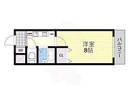 WAVE-K2 1階1Kの間取り