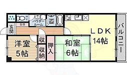 富士ロイヤルアベニュー 5階2LDKの間取り