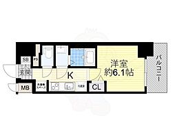 プレサンス大津京町ベルリーヴァ 10階1Kの間取り