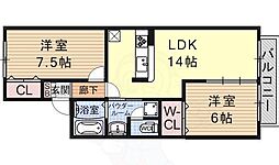アストラル瀬田 1階2LDKの間取り