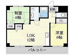 ソレイユ千 2LDKの間取図画像