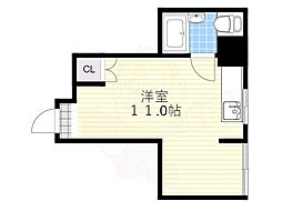 京阪石山坂本線 錦駅 徒歩11分の賃貸マンション 3階ワンルームの間取り