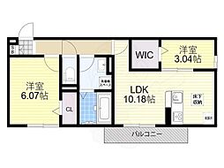 エスポワール瀬田 1階2LDKの間取り