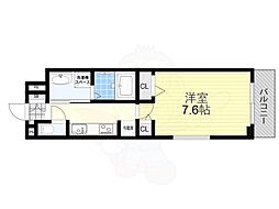ウエスト コミタリア3 3階1Kの間取り
