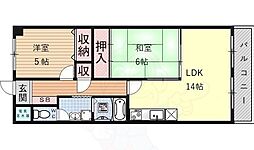富士ロイヤルアベニュー 3階2LDKの間取り