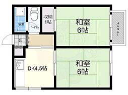 瀬田ハウス B棟 2階2DKの間取り