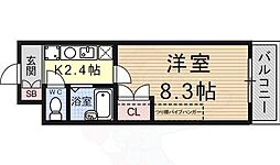 ワイズレジデンス南草津 2階1Kの間取り