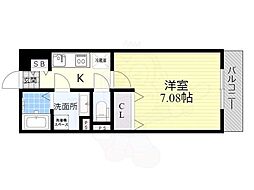 メゾンドレーヴK 2階1Kの間取り