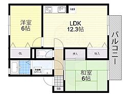 ファミールSETA 1階2LDKの間取り