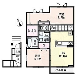 mimosa seta 2階2LDKの間取り