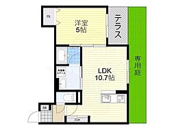 ウォグノォつきのわ 1階1LDKの間取り