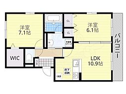 フェリーチェファミリアB棟 1階2LDKの間取り