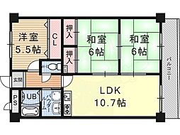 フォルクス淡海 2階3LDKの間取り
